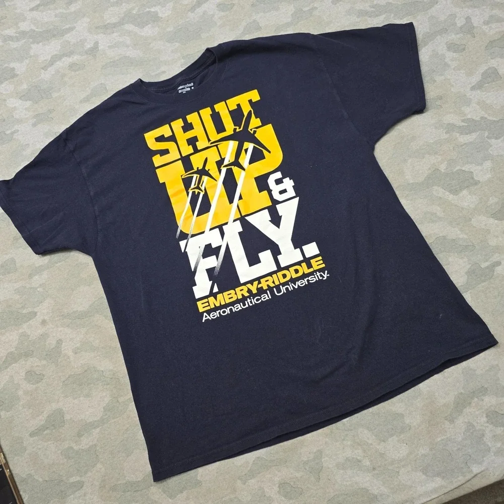 Champion Shirt Mens XL Blue Short Sleeve Shut Up and Fly - Picture 2 of 8